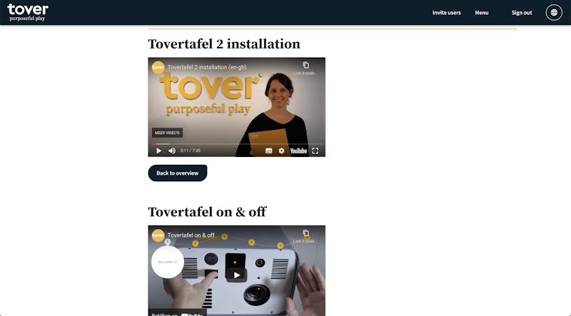 My Tover Instruction videos